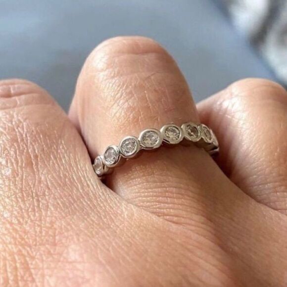The Brilliant Bezel eternity band with zircon in Sterling Silver sz 10
